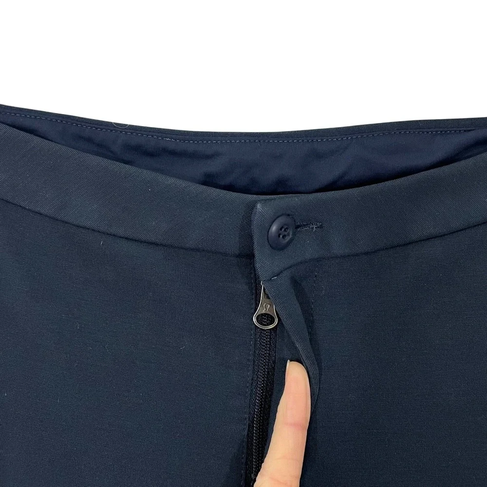 Lululemon Woven Tencel Blend Zip Fly Mid-Rise Pants  Size 2‎ Navy Blue Trousers